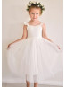 Ivory Lace Tulle Open Back Flower Girl Dress